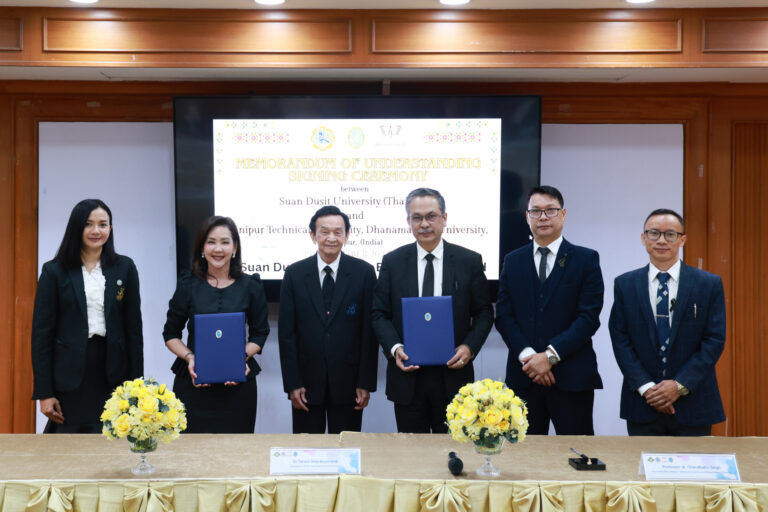 นายกสภามหาวิทยาลัย เข้าร่วมงาน ม.สวนดุสิต จับมือ 2 มหาวิทยาลัยจากอินเดียลงนามความร่วมมือแลกเปลี่ยนวิชาการ วิจัย และวัฒนธรรม